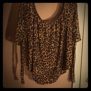 Leopard print blouse with tie sleeves